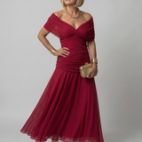 Calen | Vestido Midi Fluido con Hombros al Descubierto