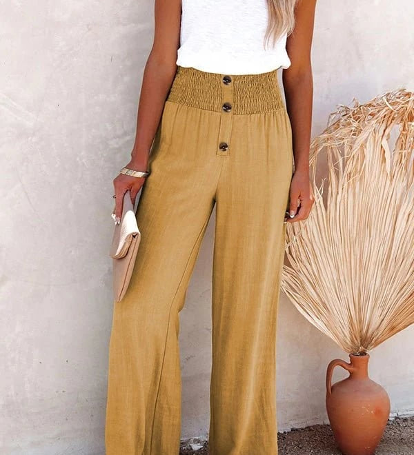 Riana - Pantalones Relax de Cintura Alta
