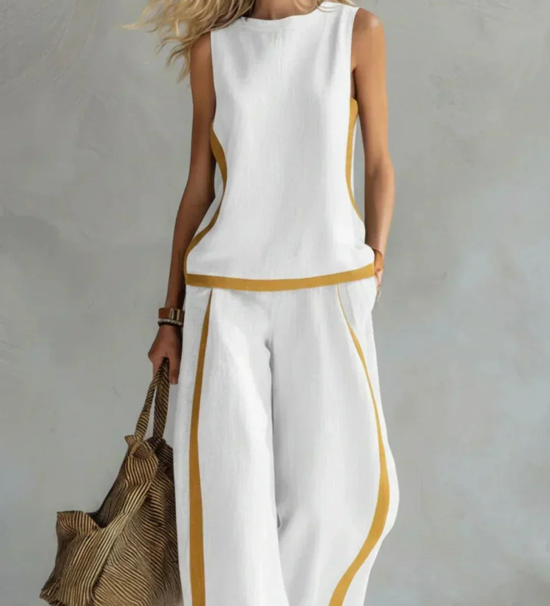 Úrsula | Conjunto de Chaleco y Pantalón Chic-Desenfadado con Acabados Bicolor