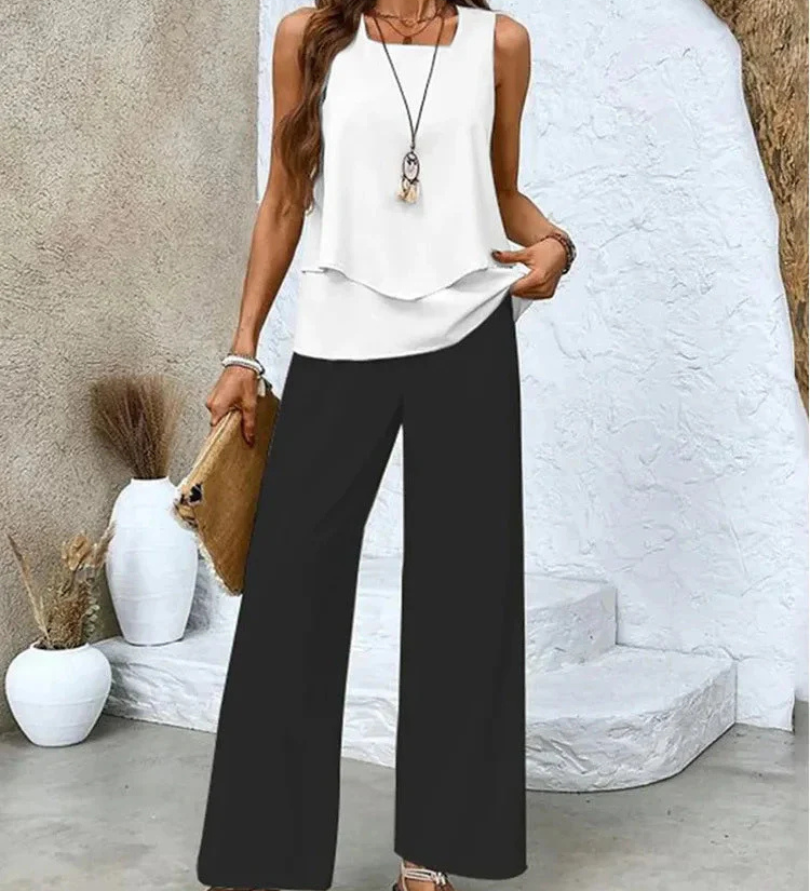 Ovelynra™ | Top Sin Mangas y Pantalón Ancho
