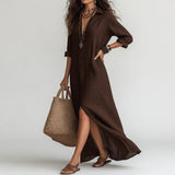 Violaine™ — Vestido camisero largo bohemio, elegancia natural