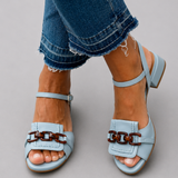 Celsa - Tacones ajos azules con detalle de puntada