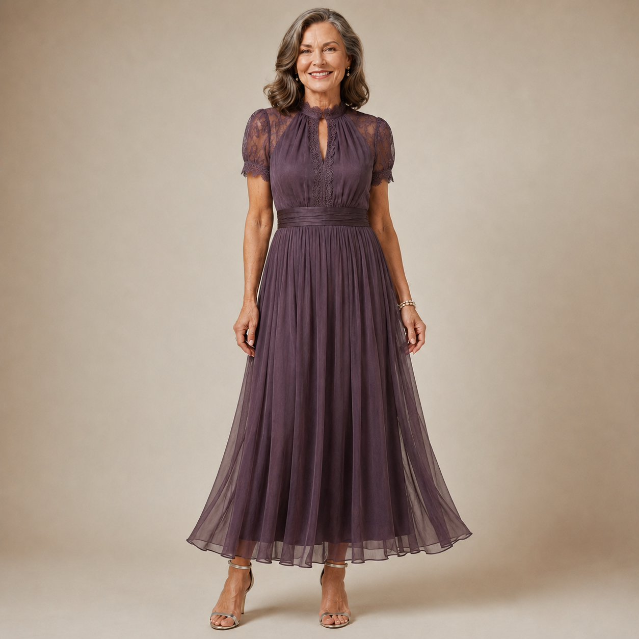 FLAVIA | Vestido Largo de Encaje Violeta, Silueta Elegante para Ocasiones Especiales