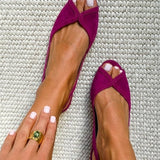 Bailarinas Slingback de Punta Abierta de Ante Chic Fucsia