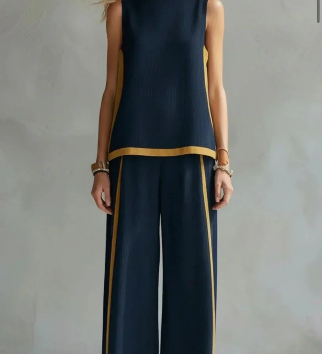 Úrsula | Conjunto Elegante y Desenfadado de Chaleco y Pantalón con Acabados Bicolor