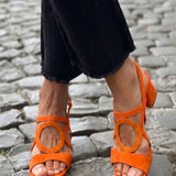 Caliope - Tacones con Punta Cuadrada y Corte Redondo para Verano