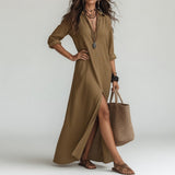 Violaine™ — Vestido camisero largo bohemio, elegancia natural