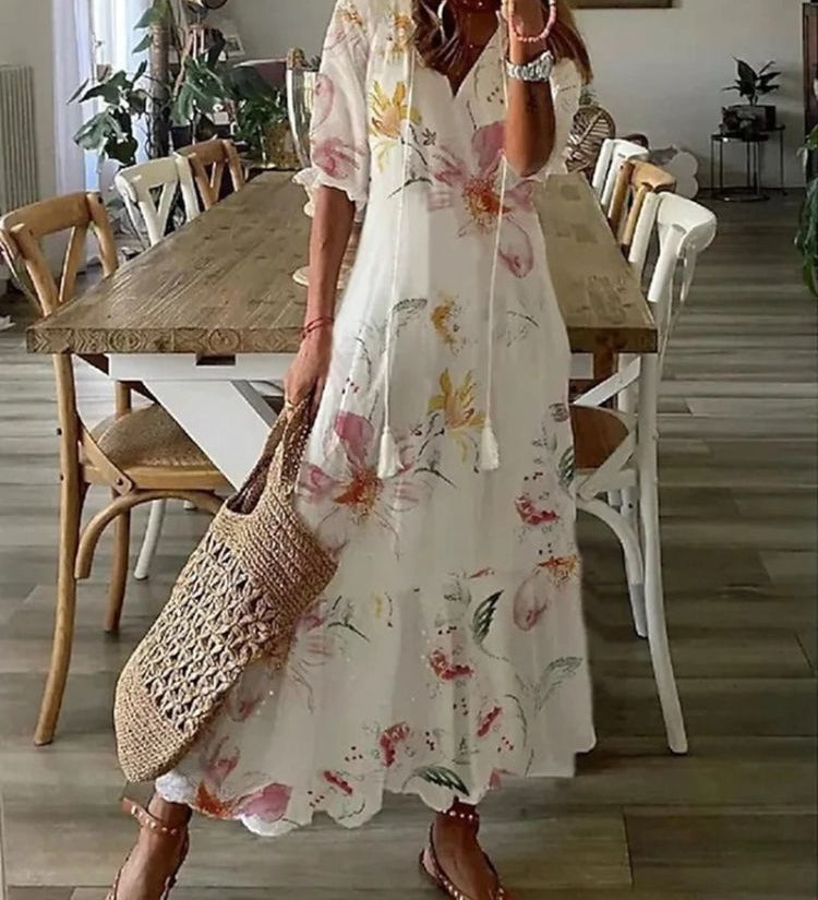 Élodie™ — Vestido maxi floral de terciopelo elegante