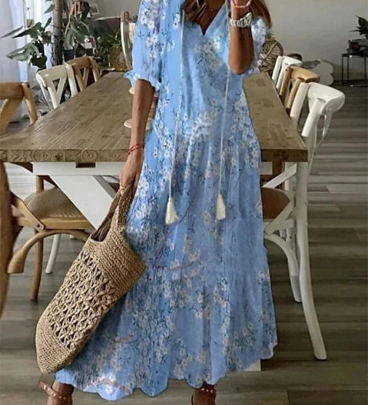 Élodie™ — Vestido maxi floral de terciopelo elegante