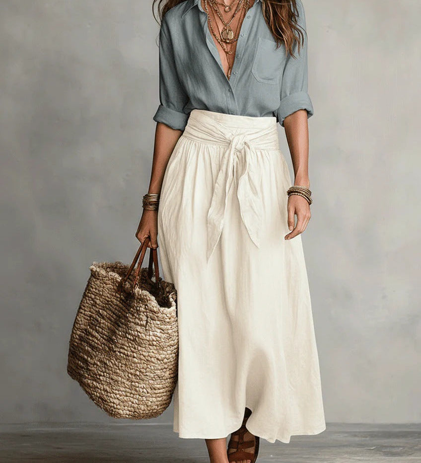 Rocío | Conjunto de Dos Piezas: Top Negro y Falda Midi Verde Oliva