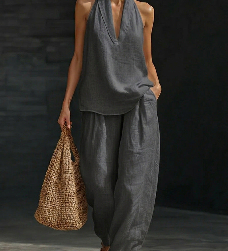 Zoe™ | Conjunto Sin Mangas y Pantalón Ancho