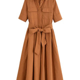 Margot | Vestido Camisero de Manga Corta con Bolsillos