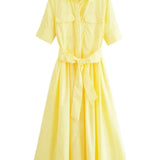 Margot | Vestido Camisero de Manga Corta con Bolsillos