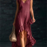 ROWAN | Vestido Maxi Sin Mangas con Bajo de Volante