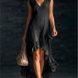 ROWAN | Vestido Maxi Sin Mangas con Bajo de Volante