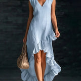 ROWAN | Vestido Maxi Sin Mangas con Bajo de Volante