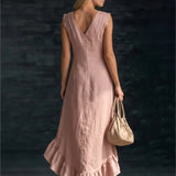 ROWAN | Vestido Maxi Sin Mangas con Bajo de Volante