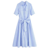 Margot | Vestido Camisero de Manga Corta con Bolsillos