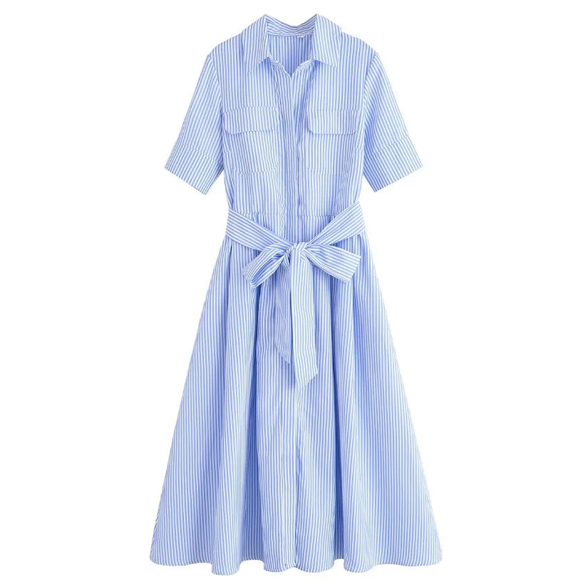 Margot | Vestido Camisero de Manga Corta con Bolsillos
