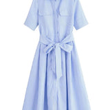 Margot | Vestido Camisero de Manga Corta con Bolsillos