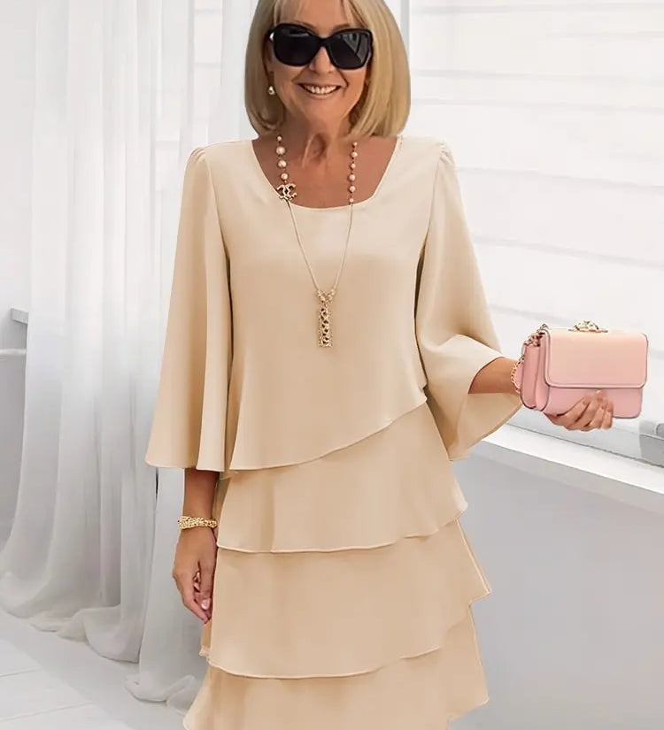 Elsa – Vestido Elegante y Fluido con Volantes