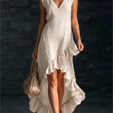 ROWAN | Vestido Maxi Sin Mangas con Bajo de Volante