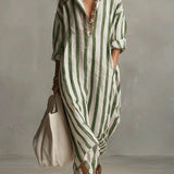 Scout | Vestido Camisero Maxi de Rayas con Manga Larga y Bolsillos Laterales