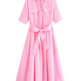 Margot | Vestido Camisero de Manga Corta con Bolsillos