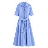 Margot | Vestido Camisero de Manga Corta con Bolsillos