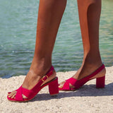 Anaís - Sandalias con tacón de bloque y  tira cruzada