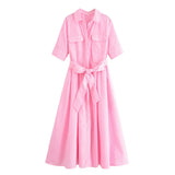 Margot | Vestido Camisero de Manga Corta con Bolsillos