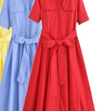 Margot | Vestido Camisero de Manga Corta con Bolsillos