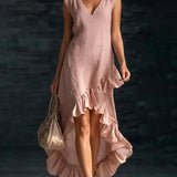 ROWAN | Vestido Maxi Sin Mangas con Bajo de Volante