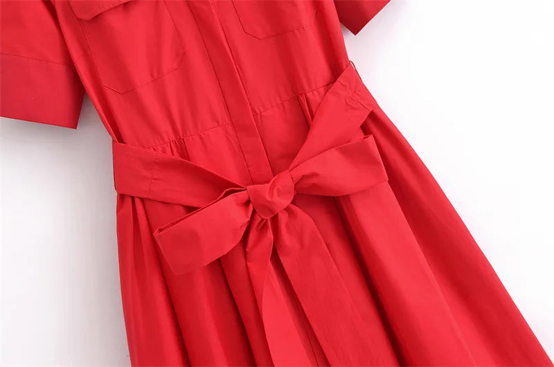 Margot | Vestido Camisero de Manga Corta con Bolsillos