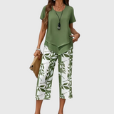 Avy™ | Conjunto Casual de Dos Piezas con Estampado de Hojas
