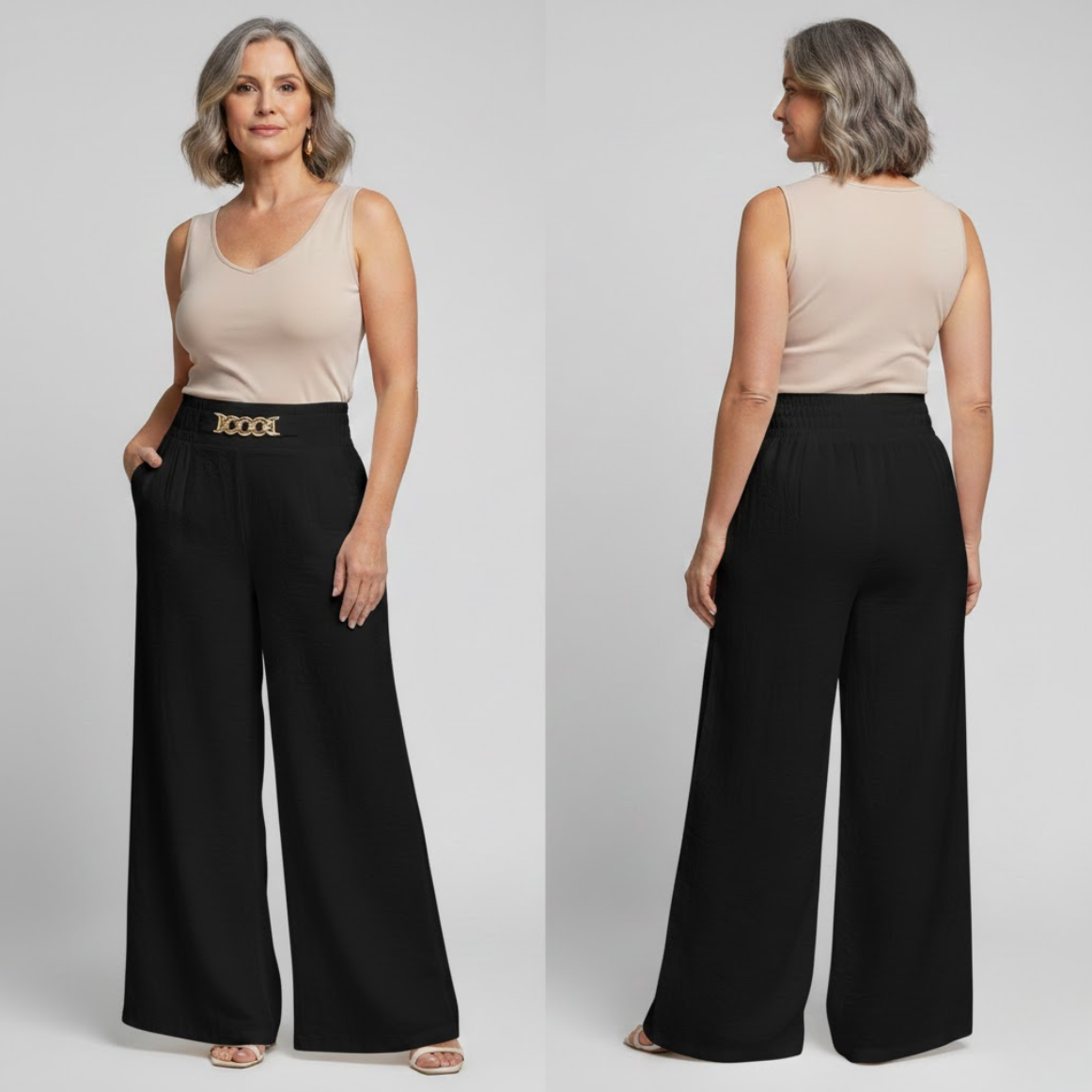 Évelyne™ — Pantalón ancho de tiro alto moldeador