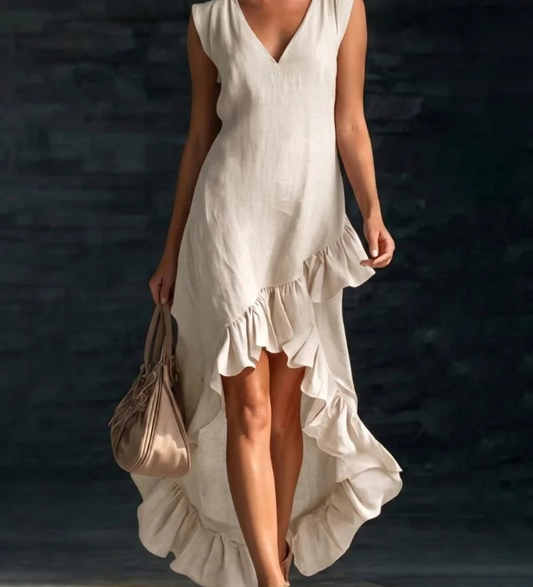 ROWAN | Vestido Maxi Sin Mangas con Bajo de Volante
