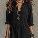 Celia™ | Vestido Maxi Negro Amplio con Botones