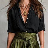 Rocío | Conjunto de Dos Piezas: Top Negro y Falda Midi Verde Oliva