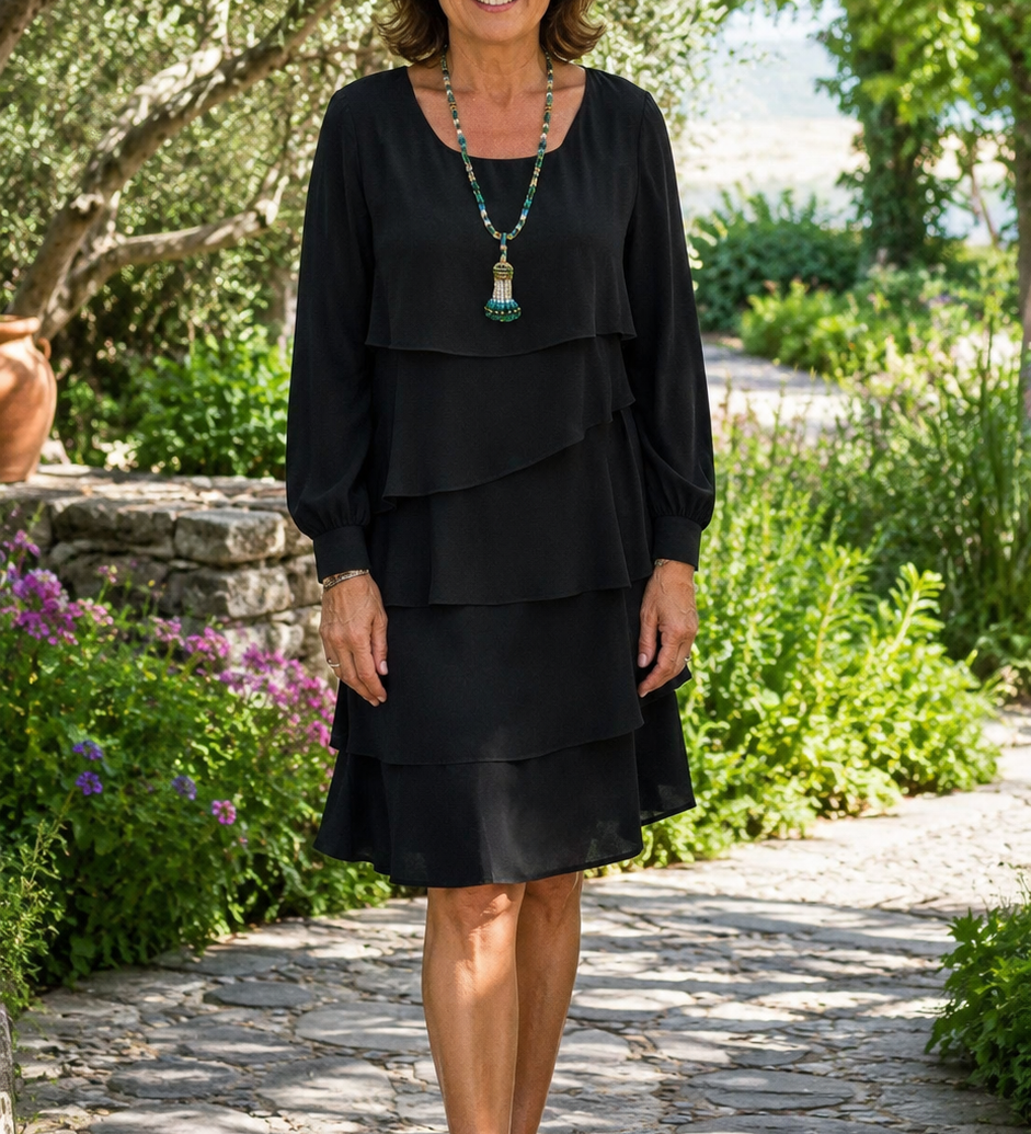 Teresa – Vestido Elegante y Fluido con Volantes
