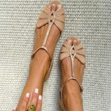 Sandalias Peep Toe Retro con Tira en T