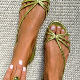 Deila - Sandalias de Tiras Metalizadas para Verano