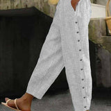 Linaya - Pantalones a Rayas con Botones
