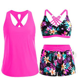Maren | Conjunto de Tankini, Bikini y Pareo de Tres Piezas