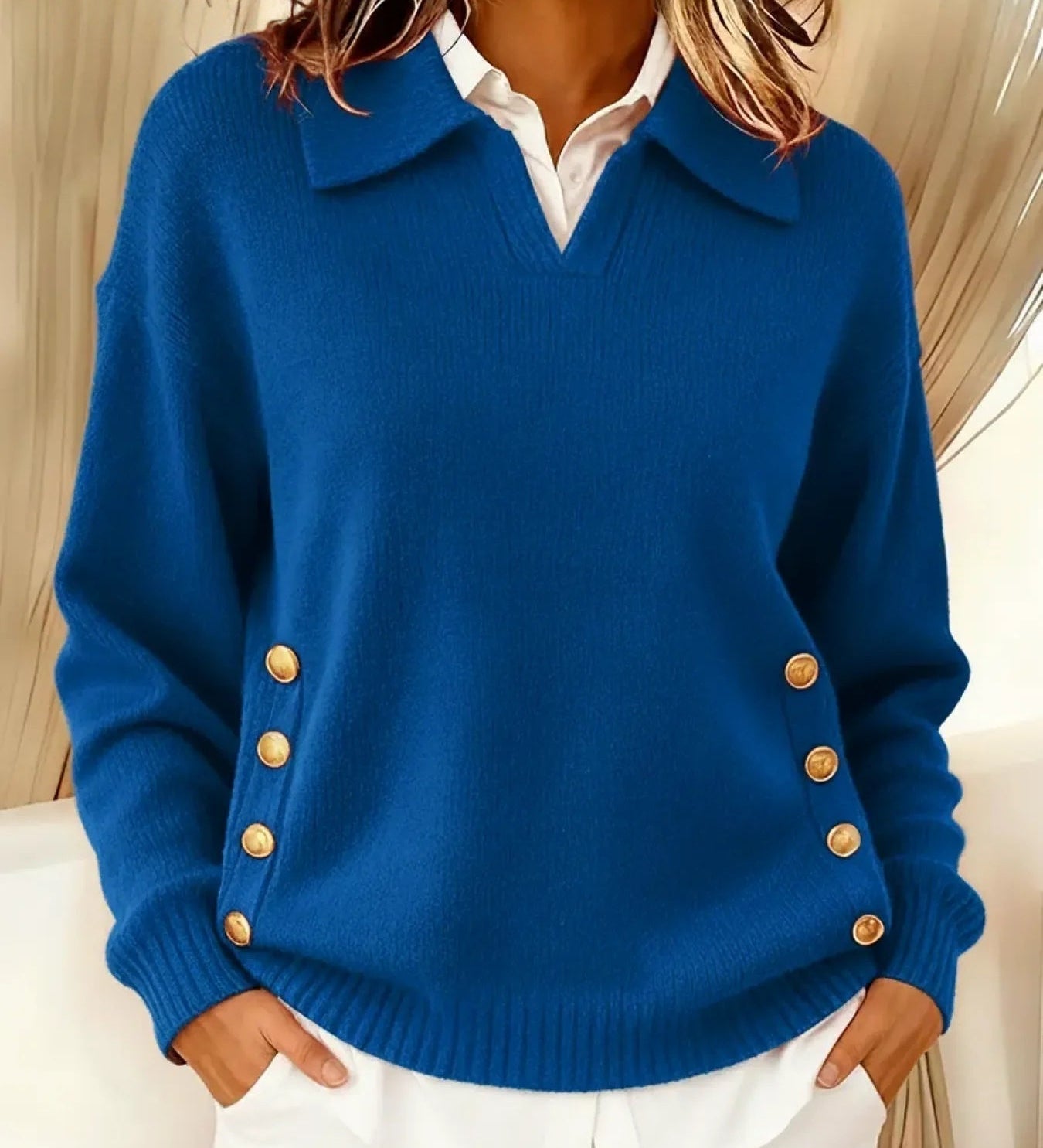 Vicenta | Jersey con Cuello Polo y Botones