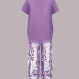 Avy™ | Conjunto Casual de Dos Piezas con Estampado de Hojas