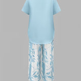 Avy™ | Conjunto Casual de Dos Piezas con Estampado de Hojas