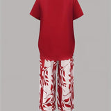 Avy™ | Conjunto Casual de Dos Piezas con Estampado de Hojas