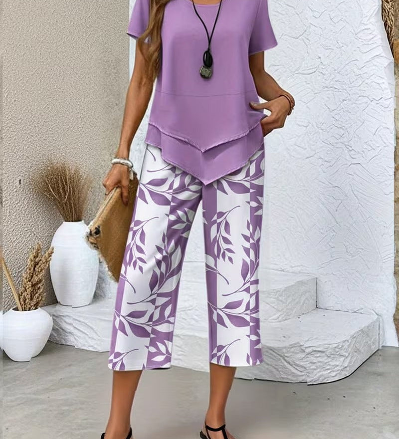 Avy™ | Conjunto Casual de Dos Piezas con Estampado de Hojas