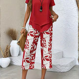 Avy™ | Conjunto Casual de Dos Piezas con Estampado de Hojas